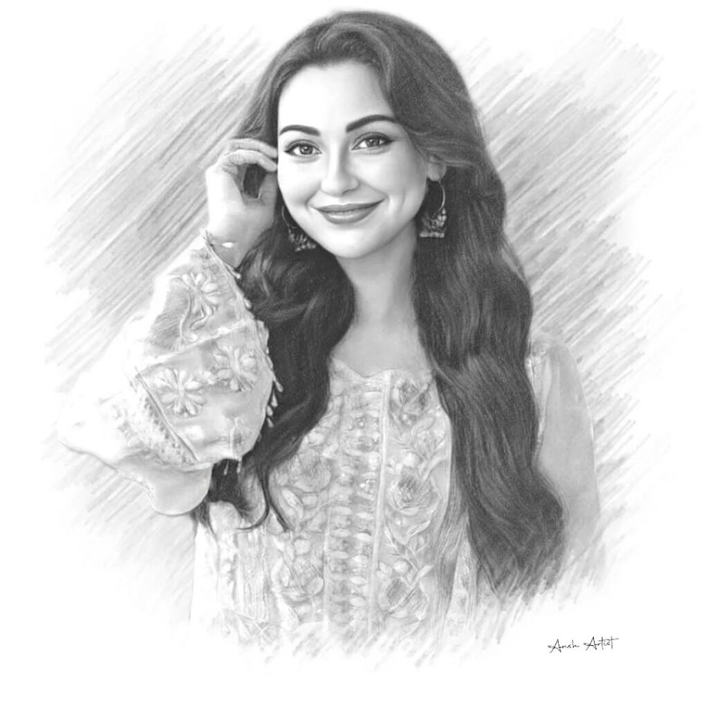 how to draw beautiful and neat hania aamir photo