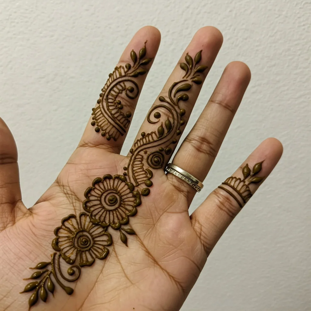 step by step easy simple finger mehndi design